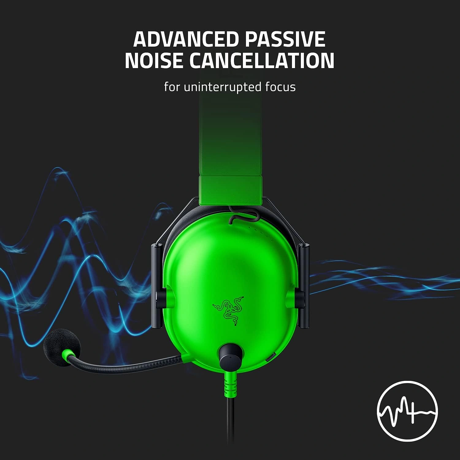 Razer BlackShark V2 X green gaming headset with 7.1 surround sound and memory foam ear cushions
