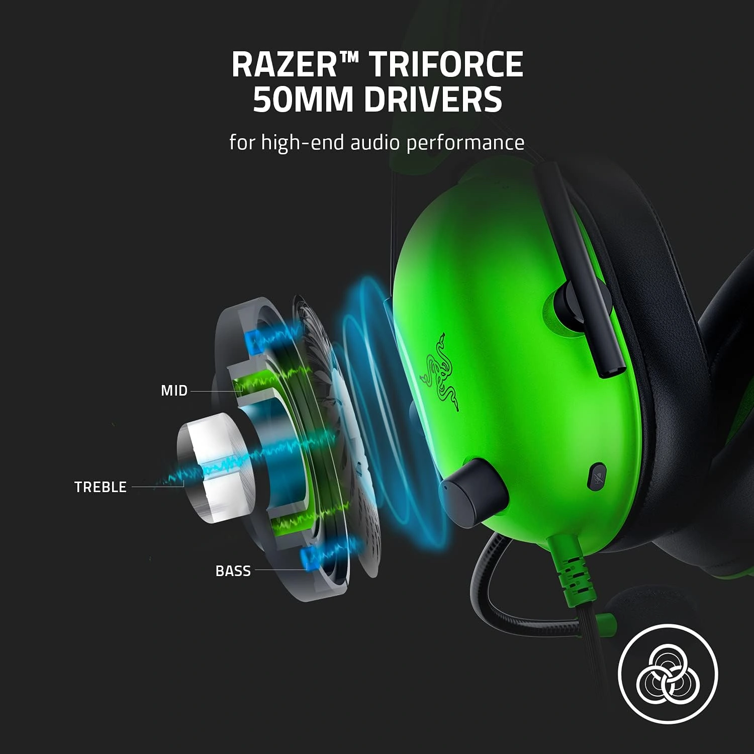 Razer BlackShark V2 X green gaming headset with 7.1 surround sound and memory foam ear cushions