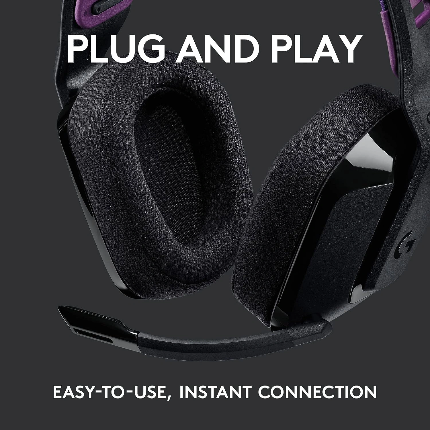 Logitech G535 Lightspeed black wireless gaming headset with ski-band headband