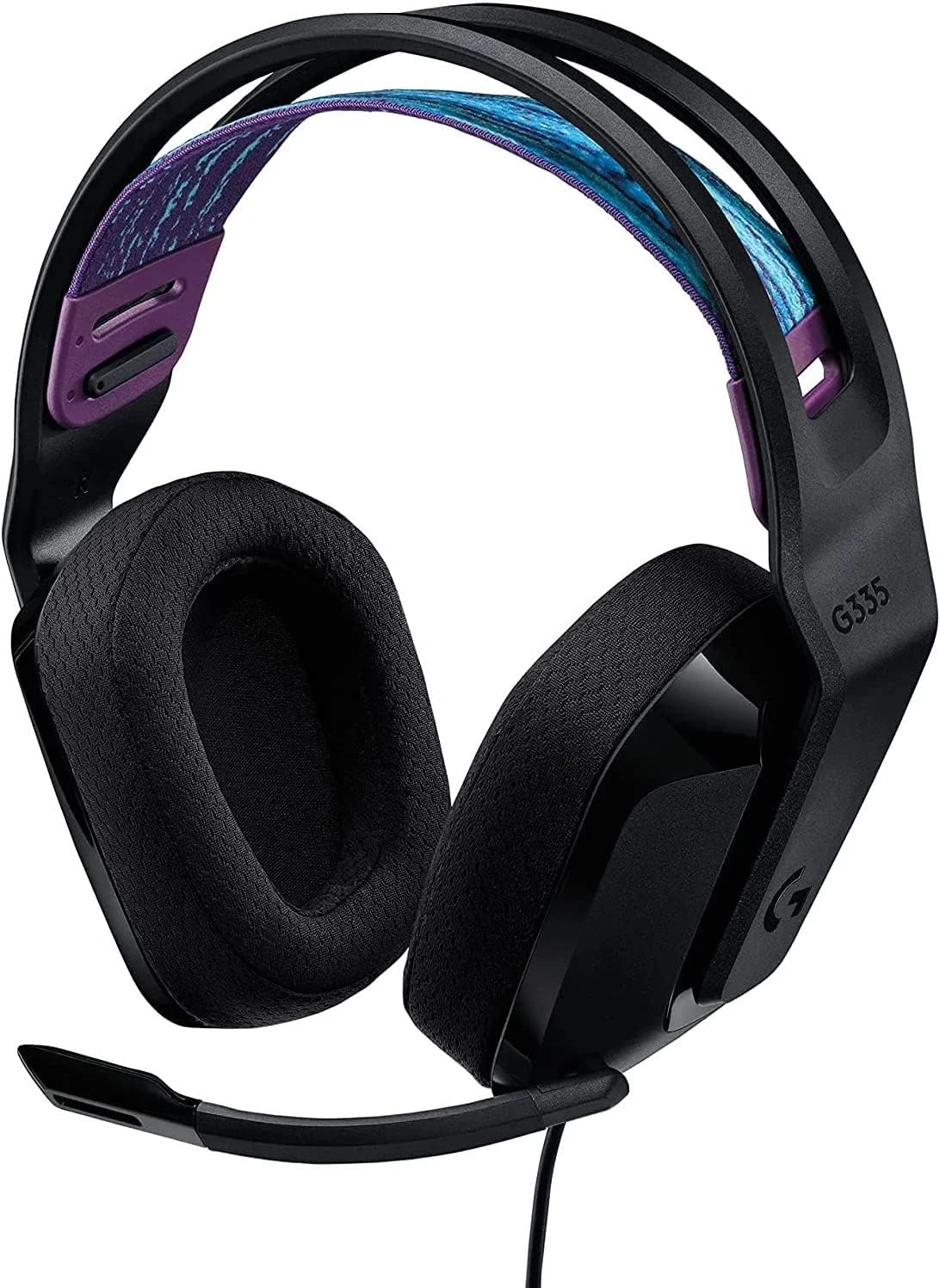 Logitech G430 7.1 surround sound gaming headset with foldable mic and blue accents