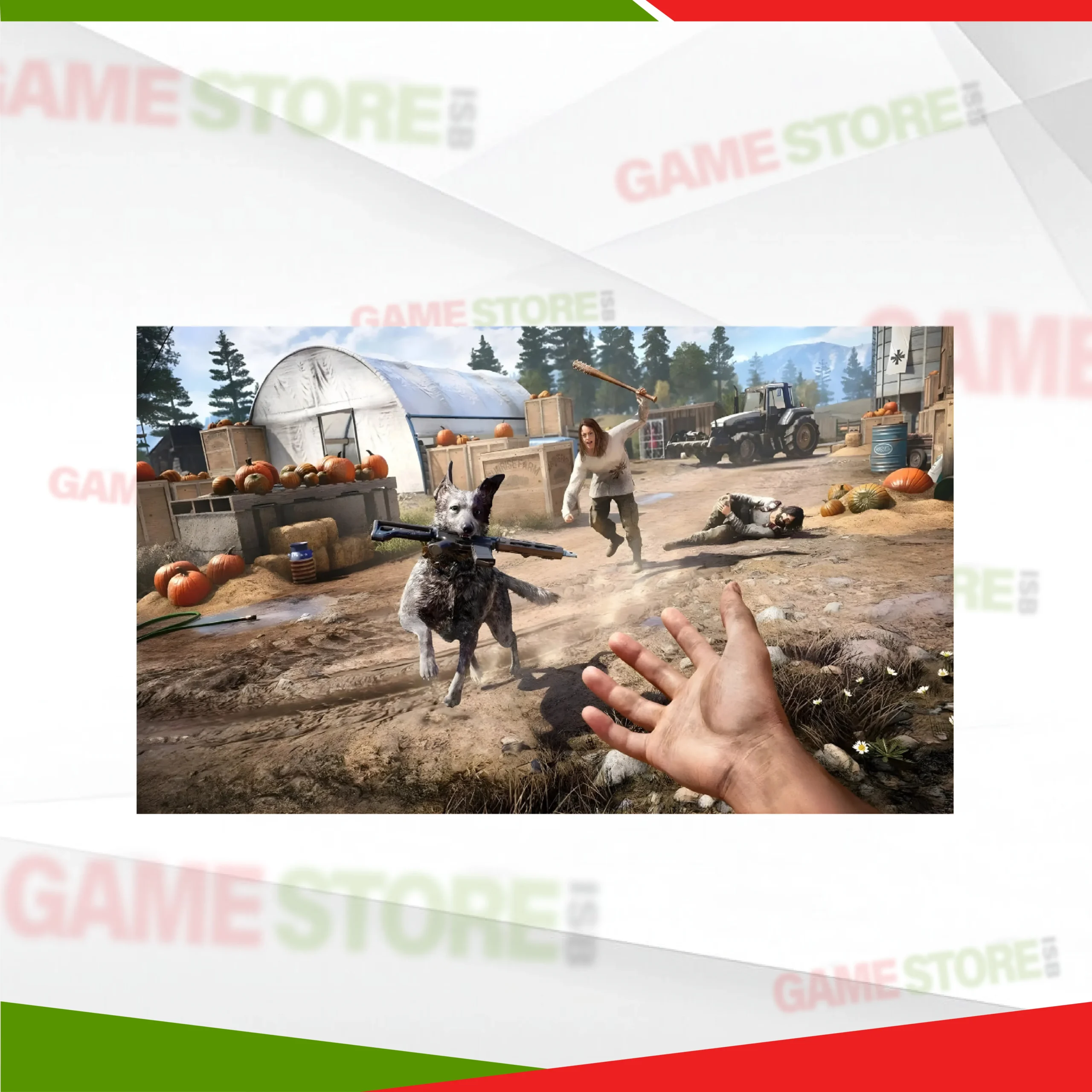 Far Cry 5 PlayStation 4 combat gameplay scene with weapons and enemies