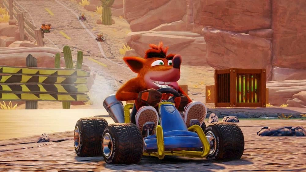 Crash Team Racing Nitro Fueled Nintendo Switch game box showing Crash Bandicoot racing in his go-kart