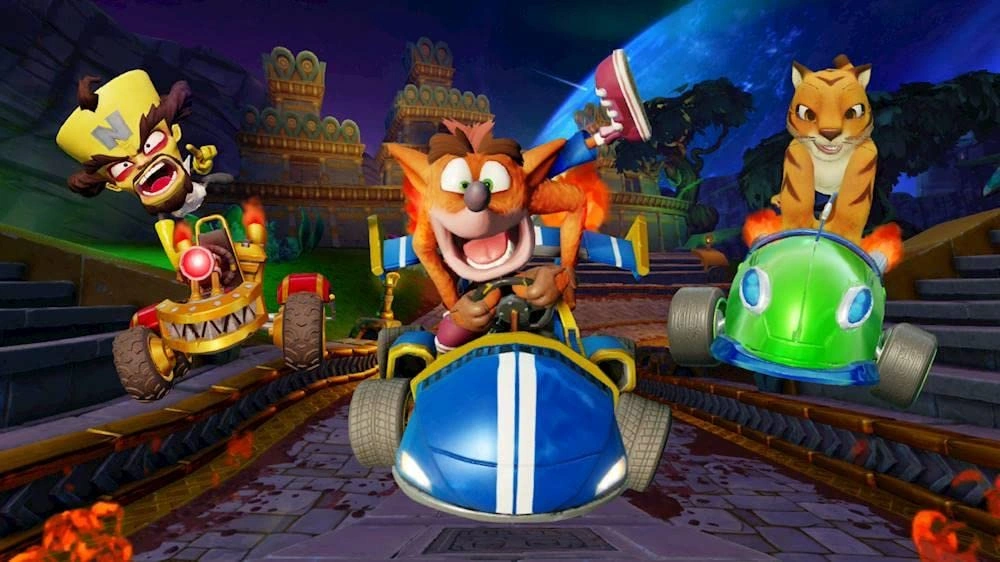 Crash Team Racing Nitro Fueled Nintendo Switch game box showing Crash Bandicoot racing in his go-kart