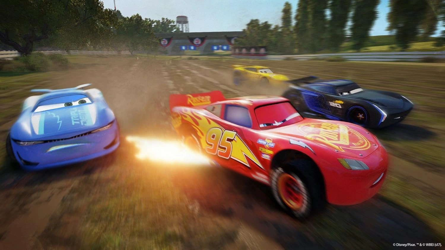 Cars 3 Driven to Win Nintendo Switch game box with Lightning McQueen leading a race on track