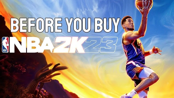 NBA 2K23 Nintendo Switch game box with Devin Booker on the cover in basketball action pose