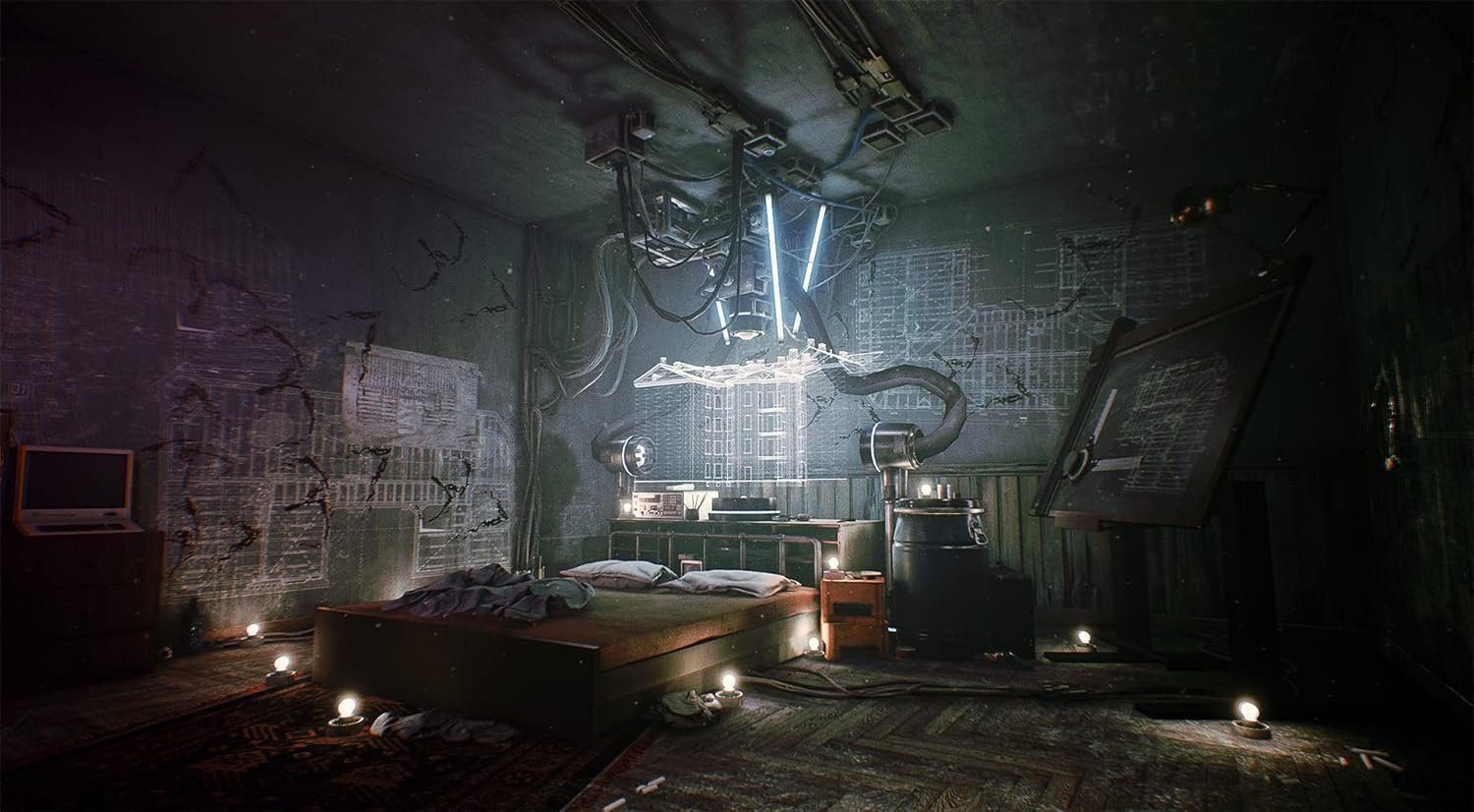 Observer System Redux PS5 game cover showing Daniel Lazarski in a dark neon-lit cyberpunk world - Observer PS5 Cyberpunk Horror Game