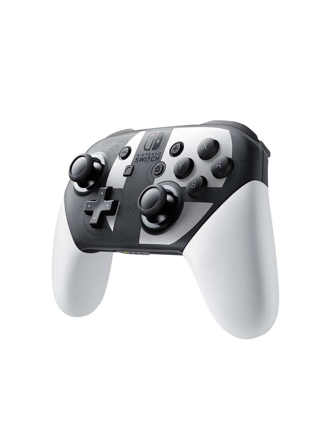 Nintendo Switch Pro Controller Smash Bros Edition front view grey Smash Ball logo black body
