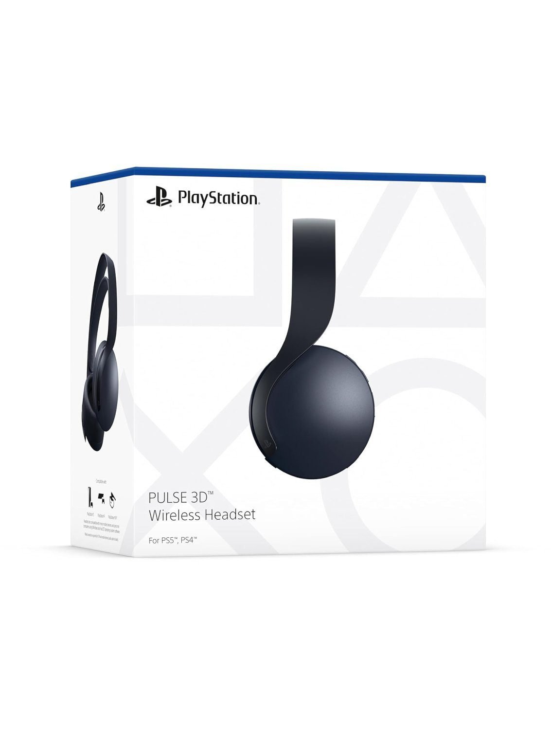 Sony PlayStation PULSE 3D wireless gaming headset in white and black matching PS5 console