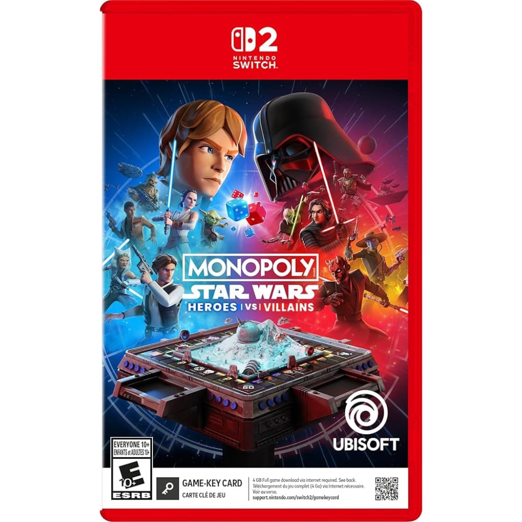 Monopoly Star Wars Heroes vs Villains Switch 2 cover featuring Star Wars characters on a game board, Nintendo Switch 2 family games in Pakistan