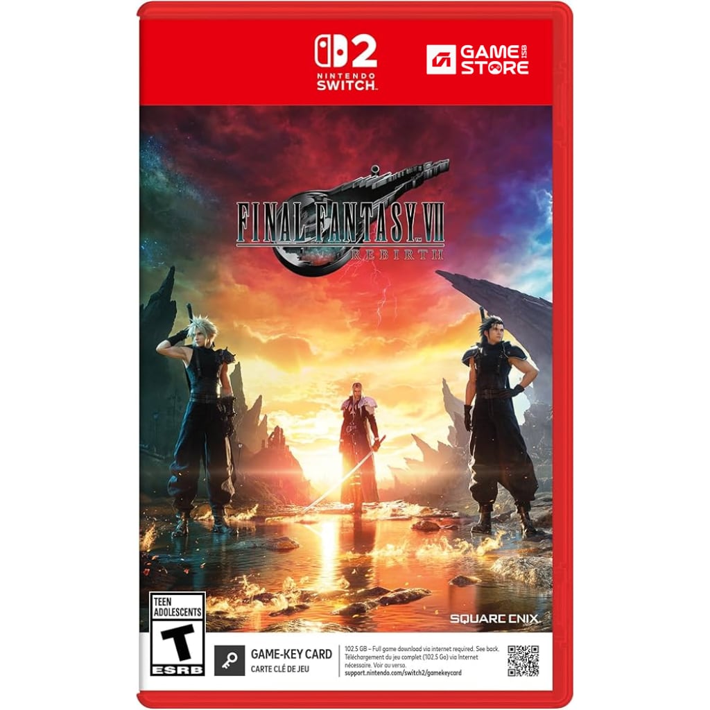 Final Fantasy VII Rebirth Switch 2 cover art featuring Cloud Strife, Nintendo Switch 2 RPG games in Pakistan