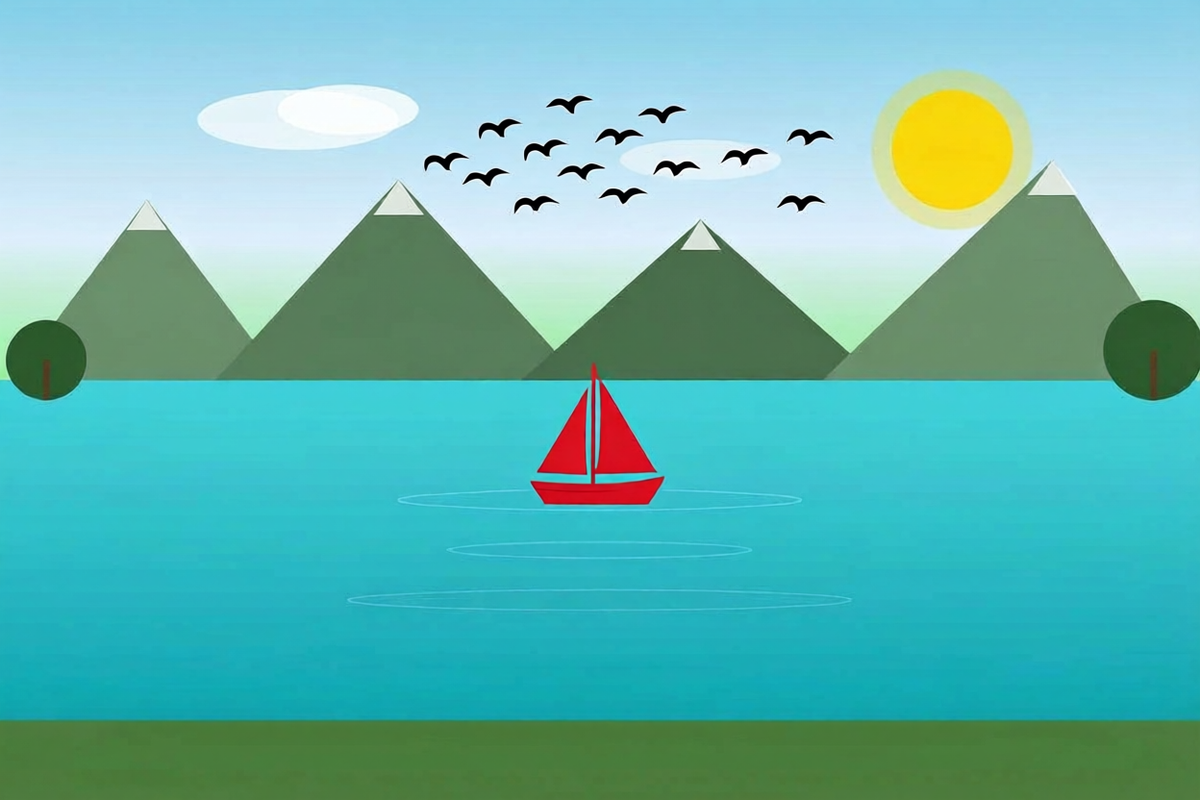 Added sailboat + birds