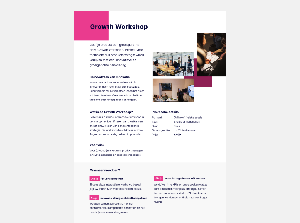 Growth Workshop - Geef je Innovatie een Growth Boost