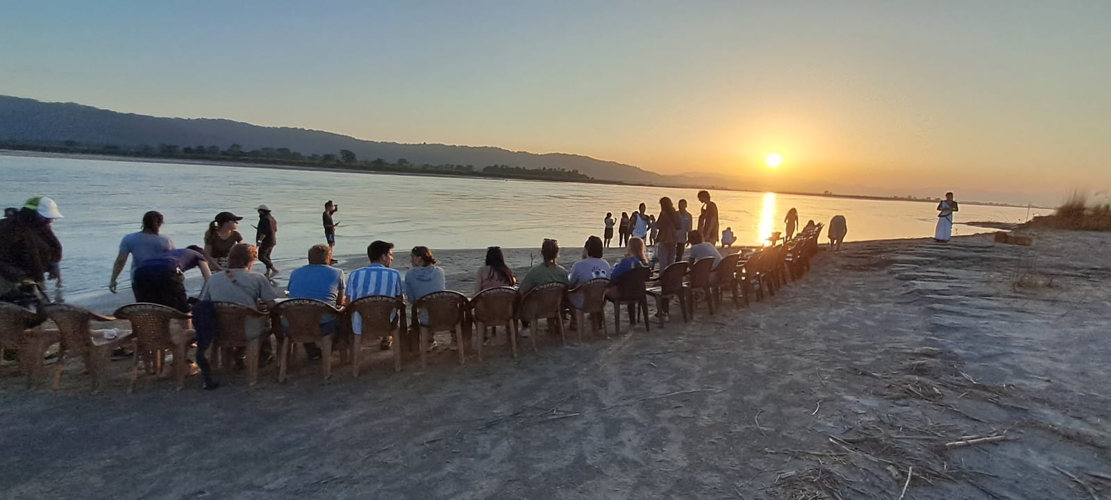enjoying sunset at sundown with snacks 