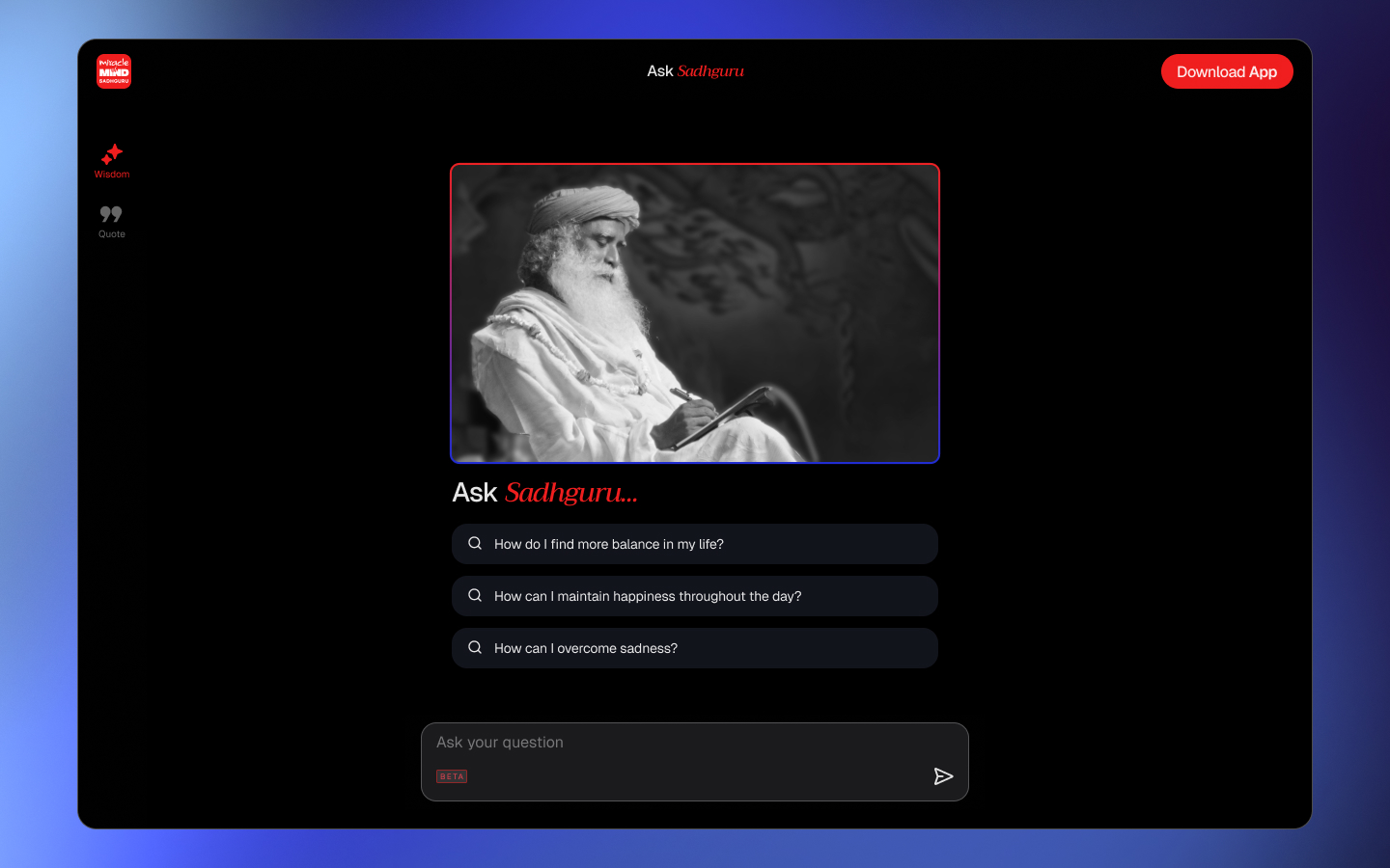A user experiencing the Miracle of Mind meditation app on their mobile device.