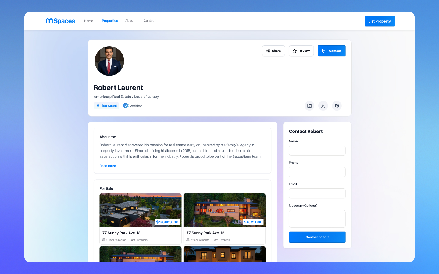 A collage of home listings and user interface components from the Homespaces application.