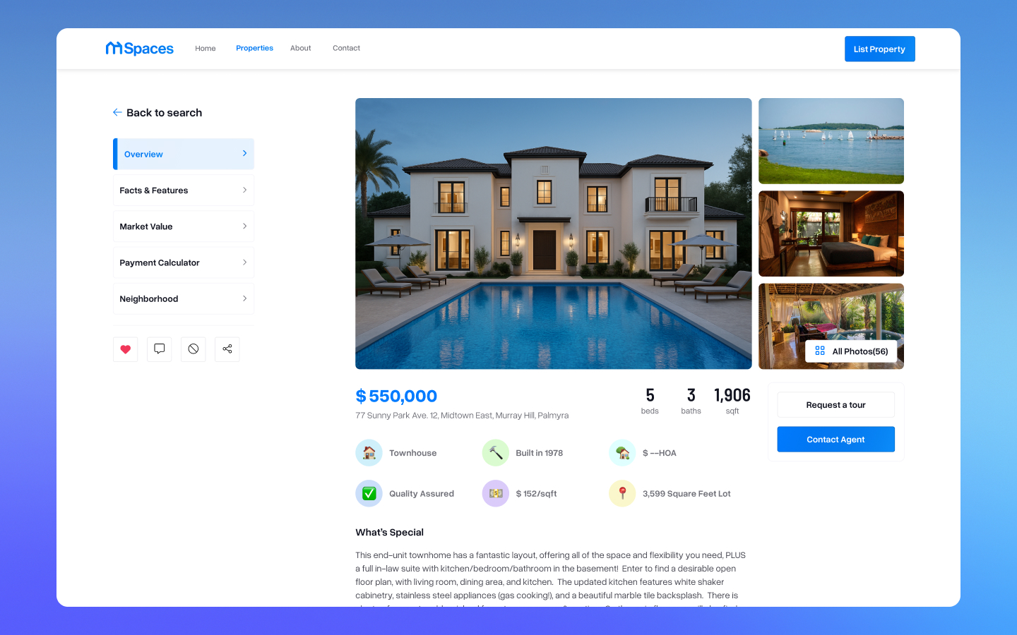 A user exploring homes on the Homespaces platform with AI-powered recommendations.