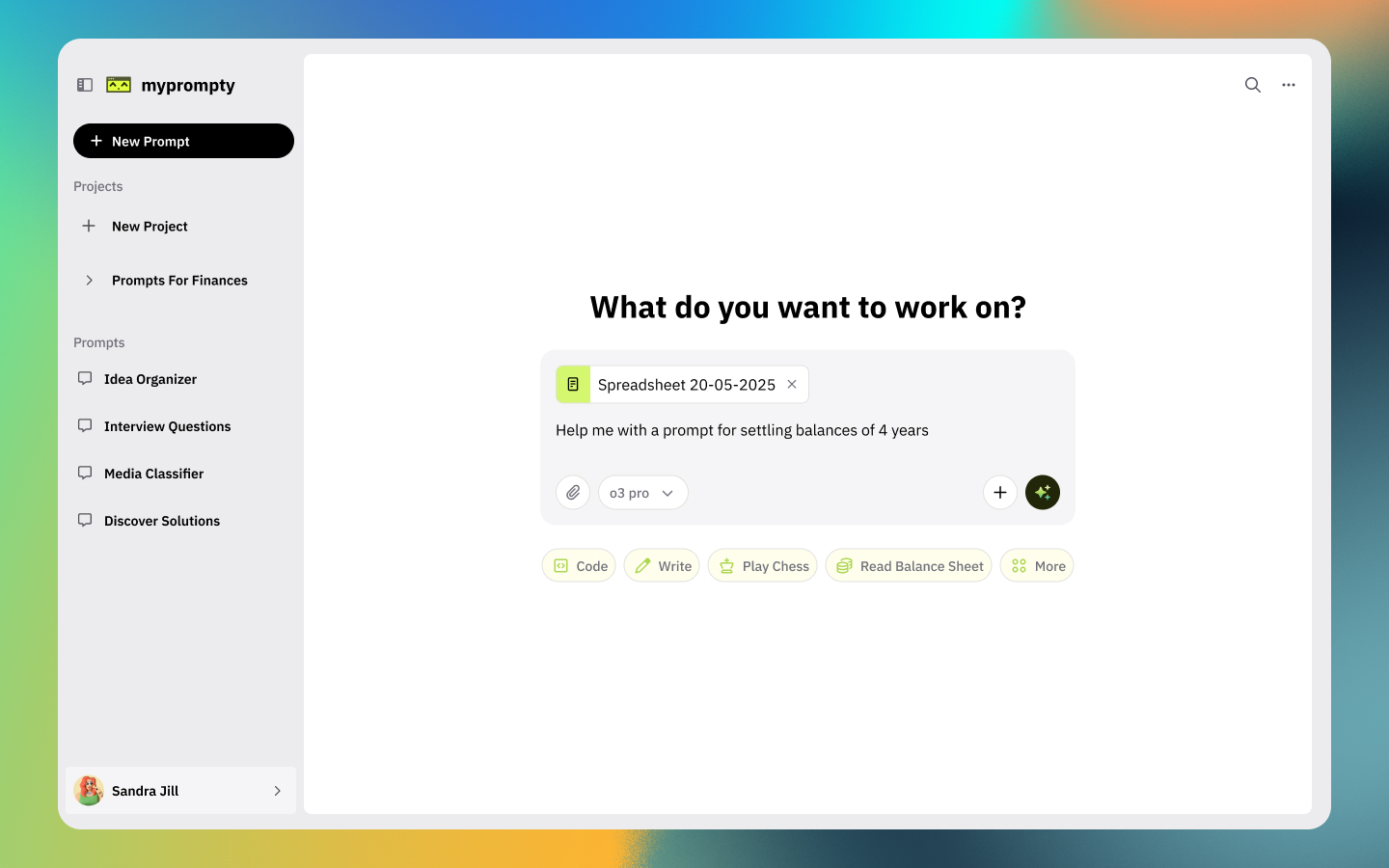 Prompty main dashboard showing prompt optimization.