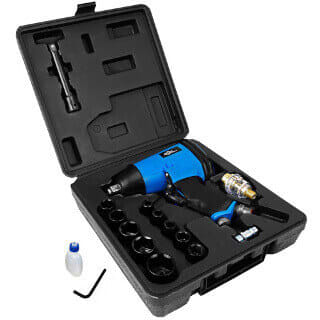 17-teiliges Druckluft Schlagschrauber Set im Koffer von Deuba 17-teiliges Druckluft Schlagschrauber Set im schwarzen Tragekoffer.