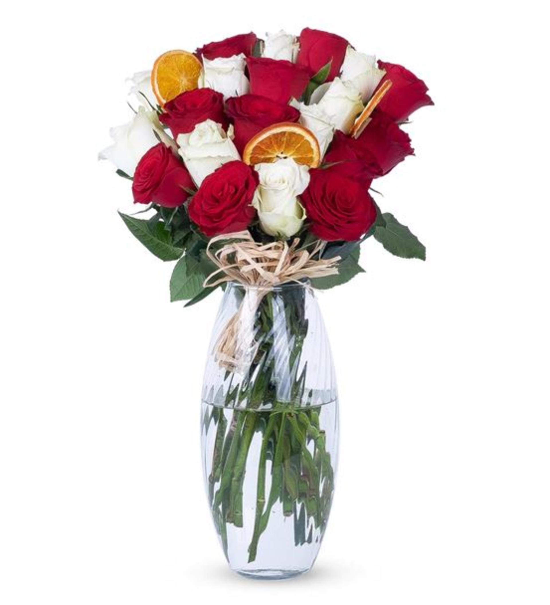 Carignan Serisi Mixed Kırmızı Beyaz Güller Tasarım - Online Çiçek Siparişi | Vadiler Çiçek