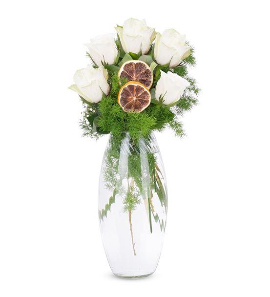 5 States of Purity Beyaz Gül Aranjmanı