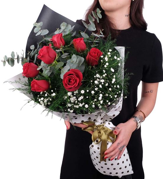 Aşkın Tarifi 7 Kırmızı Gül Çiçek Buketi