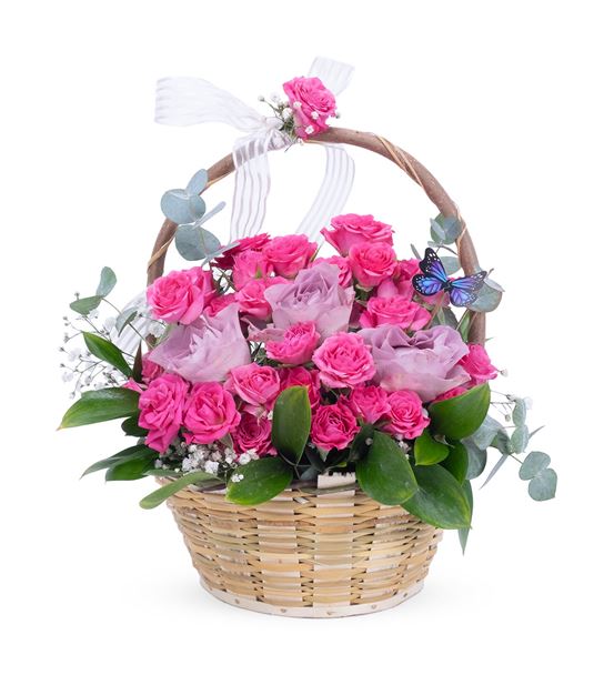 Butterfly's Pink Flower Dance Tasarım Çiçek Sepeti