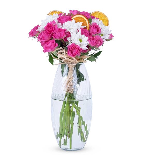 Carignan Serisi Çardak Gül Papatya Aşkı Aranjmanı