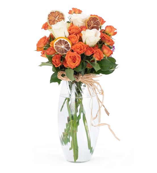 Carignan Serisi Renk Güzeli Turuncu Beyaz Güller