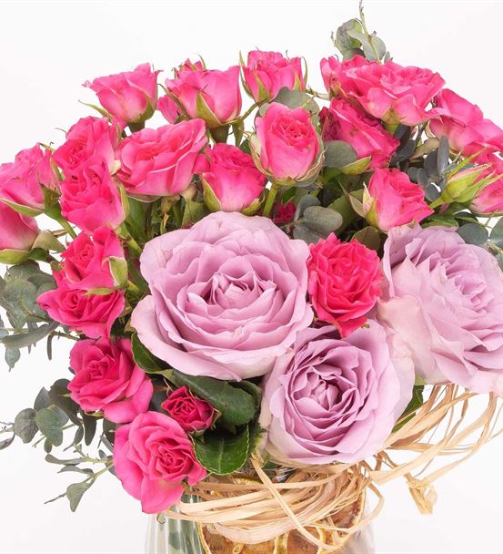 Cascais Serisi Pembe Çardak Lila Gül Aranjmanı - hover