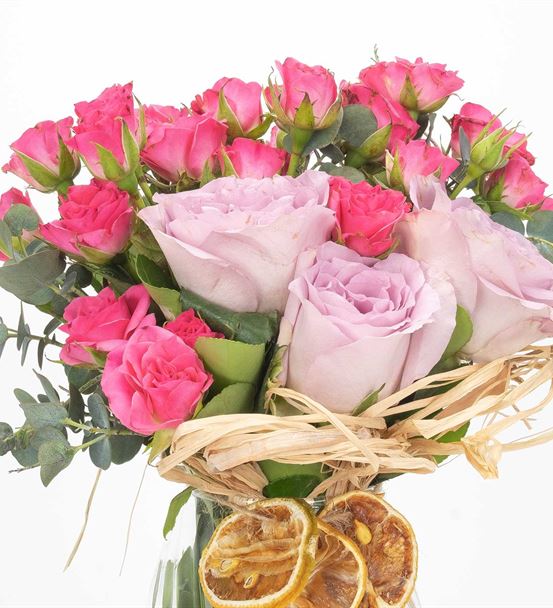 Cascais Serisi Pembe Çardak Lila Gül Aranjmanı-thumb-2