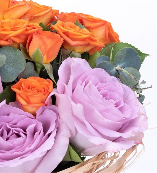 Cascais Serisi Turuncu Çardak Lila Gül Aranjmanı-thumb-3