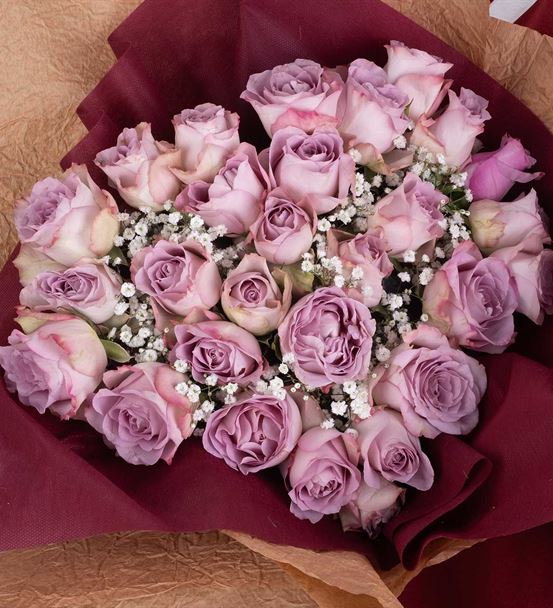 Lovable Kalpli Lilarenk Gül Tasarım Buketi-thumb-3