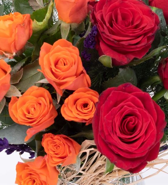 Morcote Beauty Turuncu Kırmızı Gül Aranjmanı-thumb-1