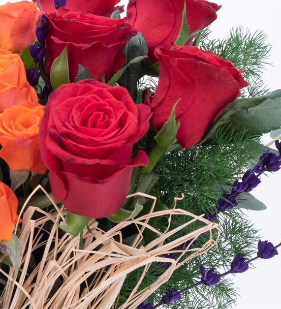 Morcote Beauty Turuncu Kırmızı Gül Aranjmanı-thumb-2