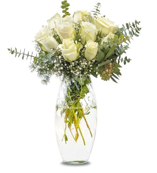 Zarif Vazoda 11 Beyaz Güller Aranjmanı