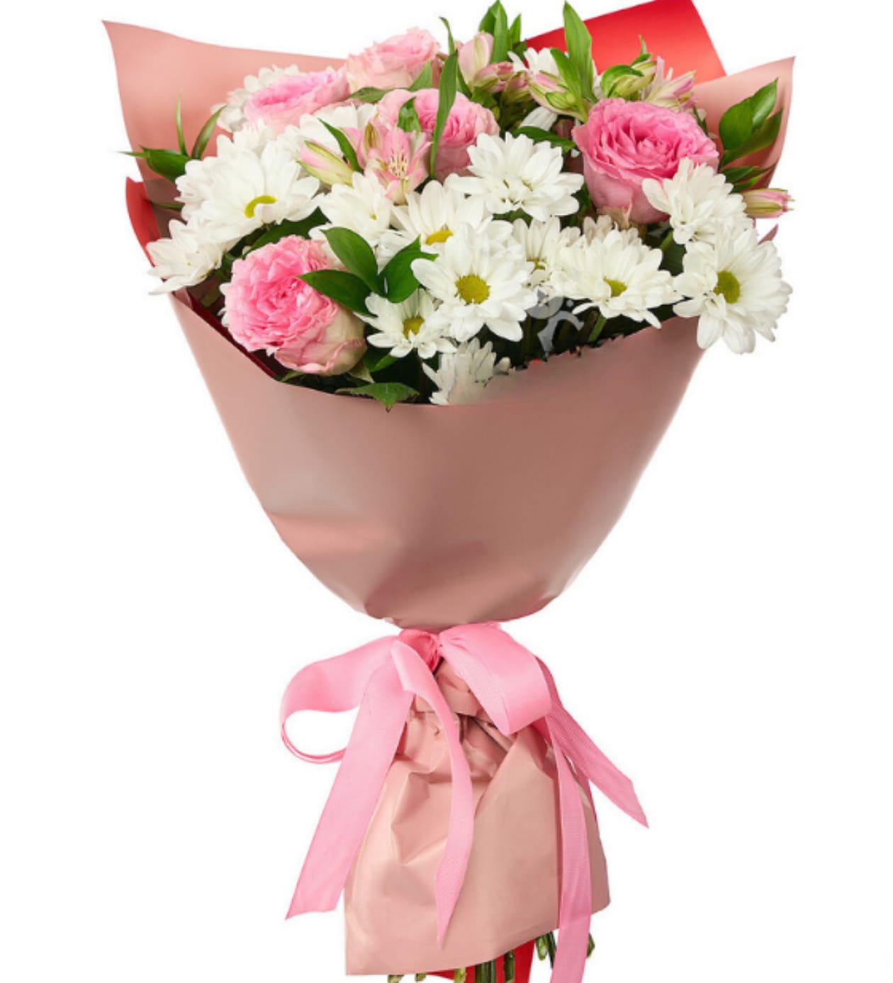 5 Pembe Gül ve Papatya Buketi