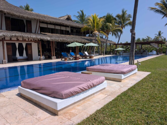 Casa Emelina beachfront estate Puerto Escondido aerial view