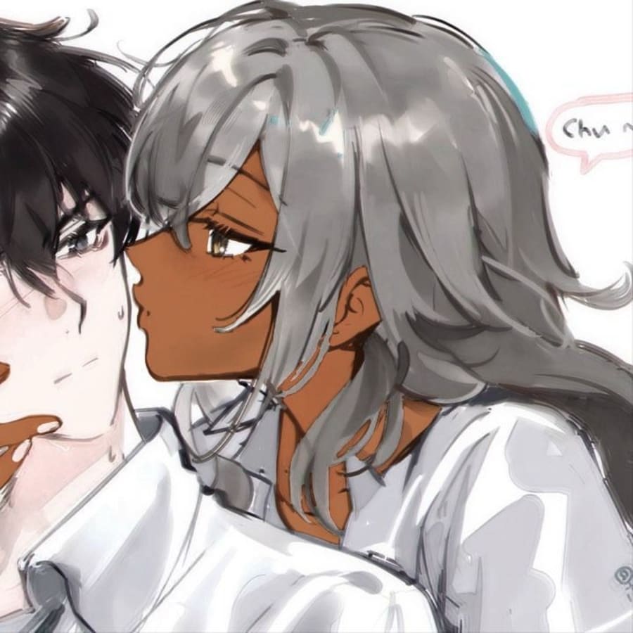 Anime matching profile picture pair titled “Flirtygirl Shysboy Pair”, right side