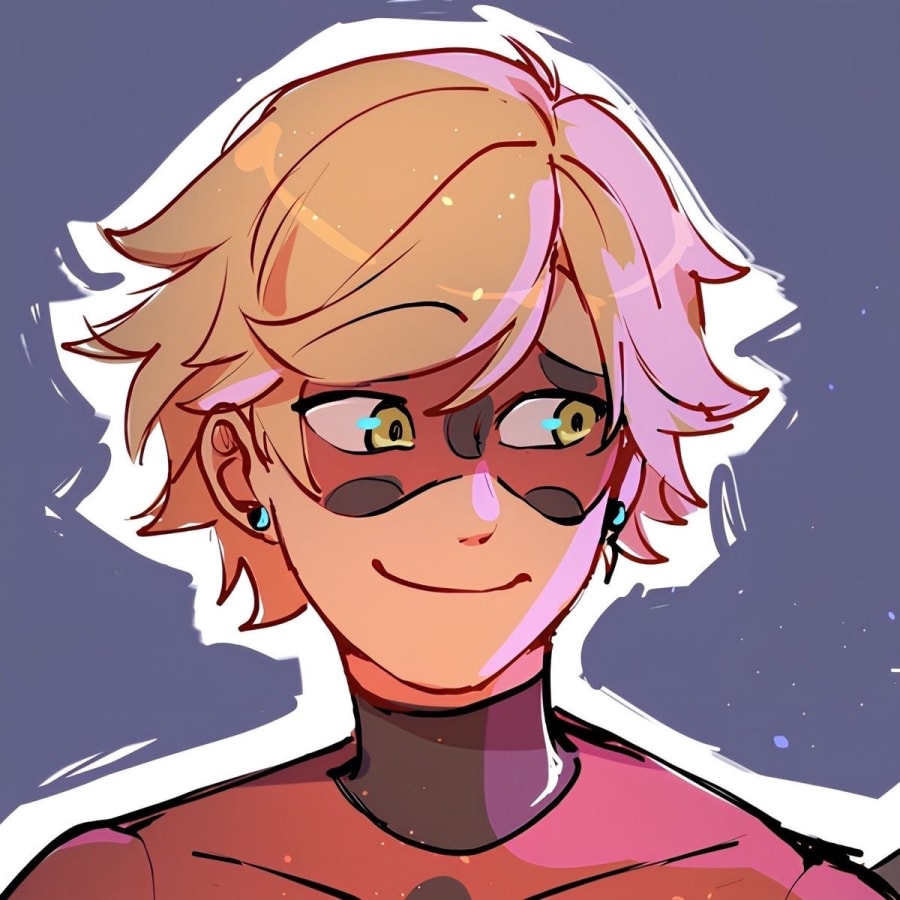 Cartoons matching profile picture pair titled “Marinette Adrien Superhero Pair”, left side