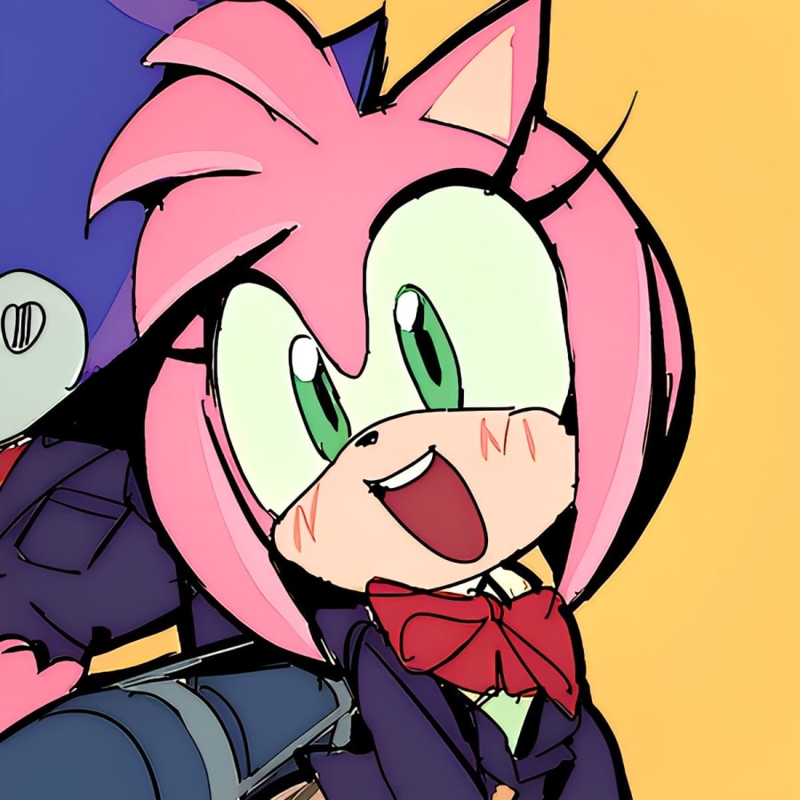 Cartoons matching profile picture pair titled “Metalsonic Amyrose Pair”, right side