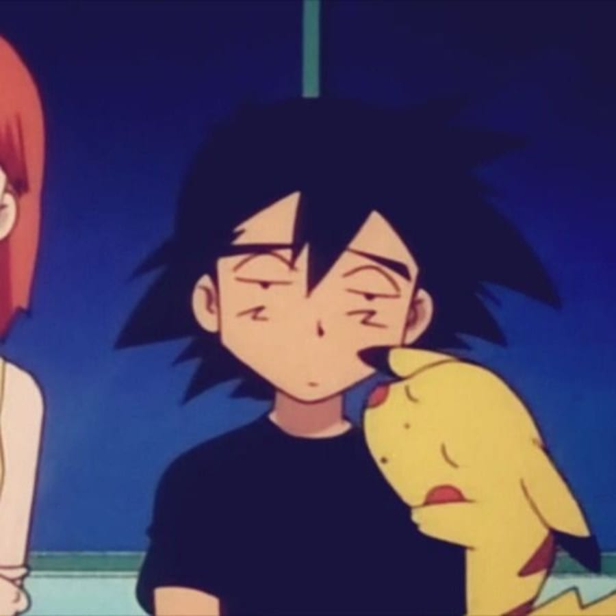 Cartoons matching profile picture pair titled “Misty Ash Tired Pair”, right side