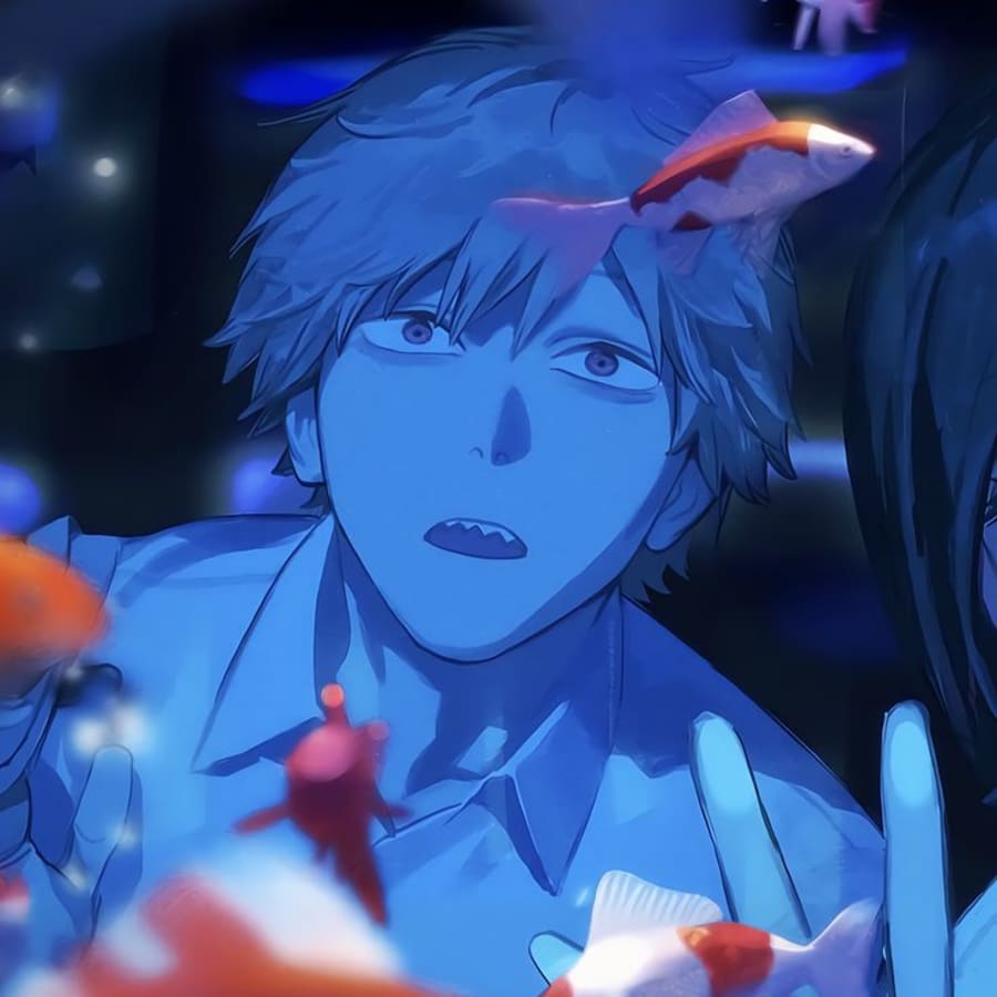 Anime matching profile picture pair titled “Reze Denji Pair”, left side