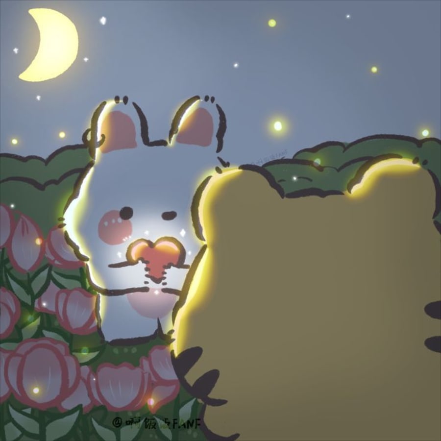 Cute matching profile picture pair titled “Animal Heart Hold Pair”, left side