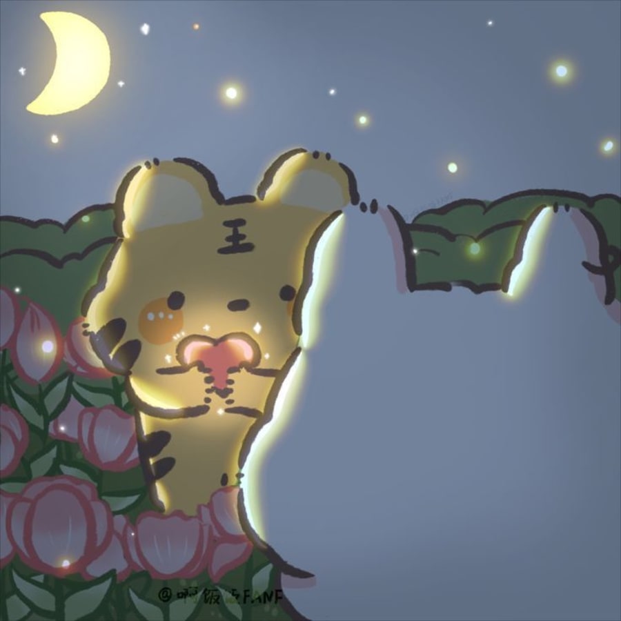 Cute matching profile picture pair titled “Animal Heart Hold Pair”, right side