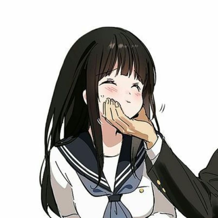 Anime matching profile picture pair titled “Anime Cheek Grab Pair”, left side