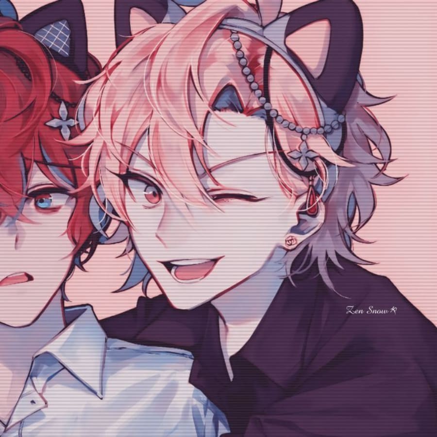 Anime matching profile picture pair titled “Catboy Pair”, right side