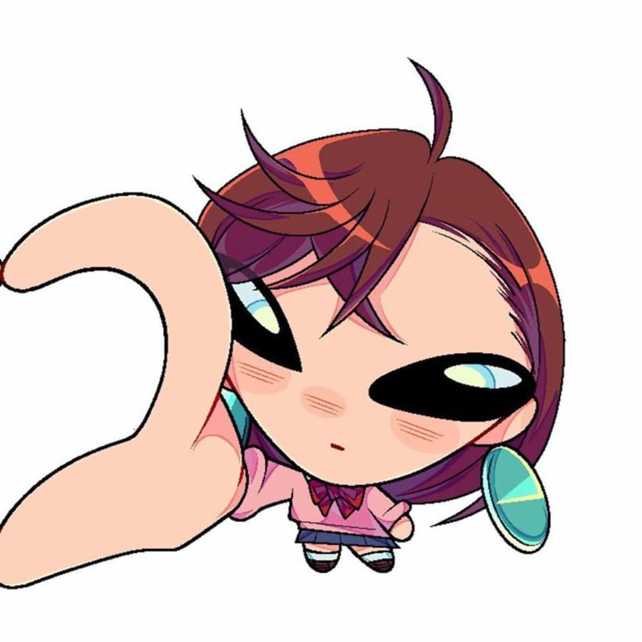 Anime matching profile picture pair titled “Chibi Momo Okarun Pair”, right side