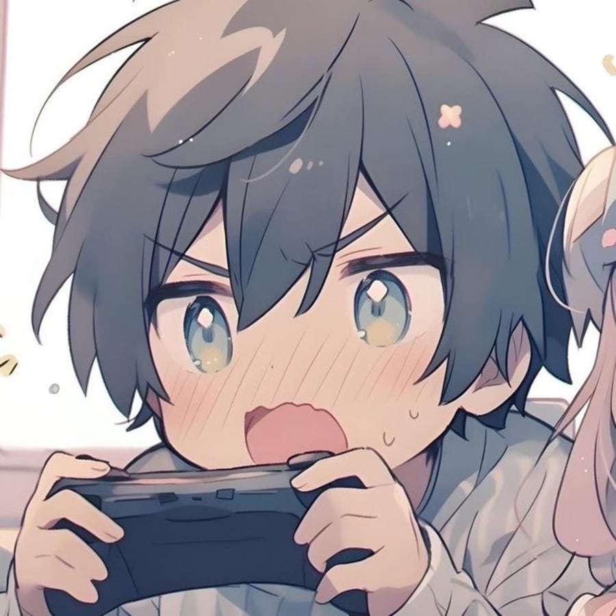 Cute matching profile picture pair titled “Cute Gamer Pair”, left side