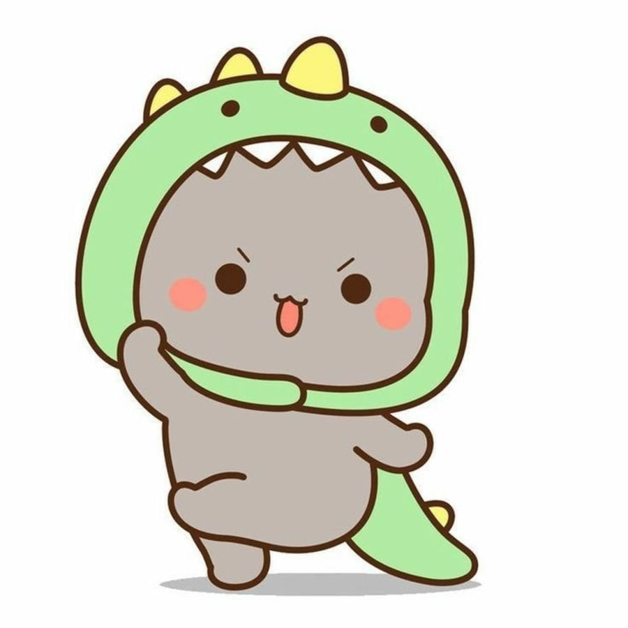 Cute matching profile picture pair titled “Dino Kitty Pair”, right side