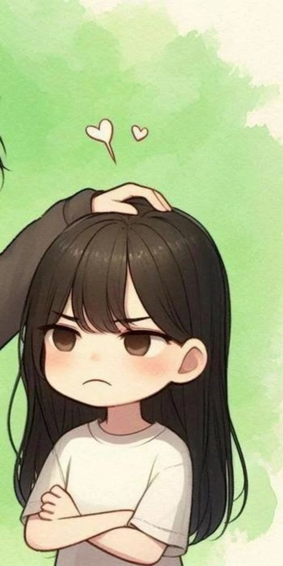 Cute matching profile picture pair titled “Head Pat Pair”, right side